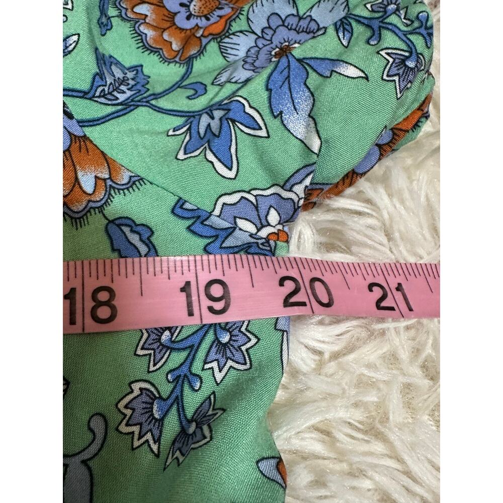 anna-kaci Green Dress Short Sleeve V Neck Knee Length, Floral Boho Sz L NWT - Picture 11 of 12